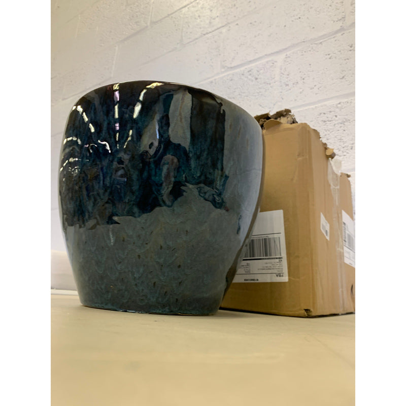 10" x 10" x 8.6" Ceramic Planter Pot Round Plant Pot for Indoor Plants Shiny Blue