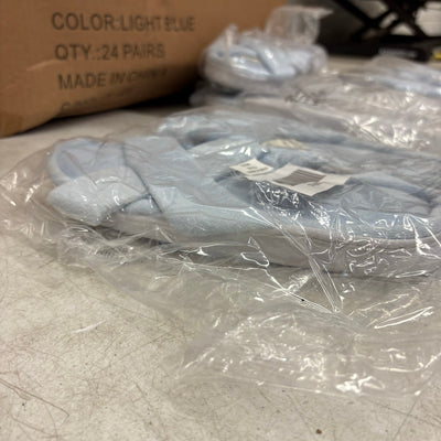 LOT-OF-24 Criss Cross Slippers SMALL, Memory Foam, Rubber Bottom - Blue / White