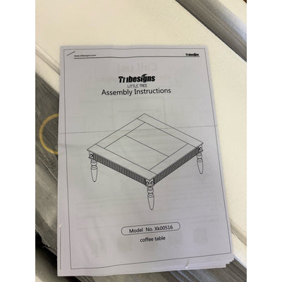 Tribesigns - 43" Coffee Table with Solid Wood Legs, Square Large Center Table