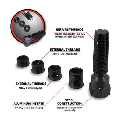 Performance Tool Comprehensive Spark Plug Rethread Kit 14mm Size - W83164