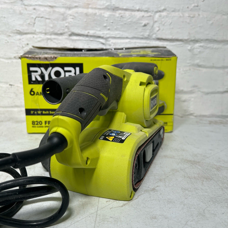 RYOBI 6 Amp Corded 3 in.W x 18 in.L Portable Belt Sander, 820 FRM, NO DUST BAG