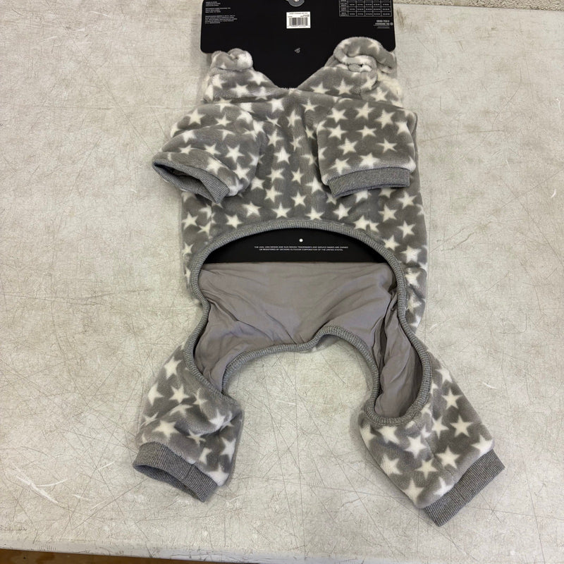 UGG Avery Large Glacier Gray Stars Hooded Soft Dog Pajama - 14-16" Collar