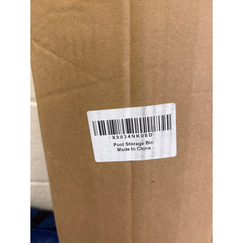 35"x33"x22" Mesh Pool Storage Bin Rolling Cart Organizer, Water Draining - Blue