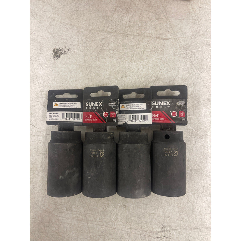PACK OF 4 - SUNEX TOOLS 240D 1/2" Drive Deep Impact Socket - 1-1/4"