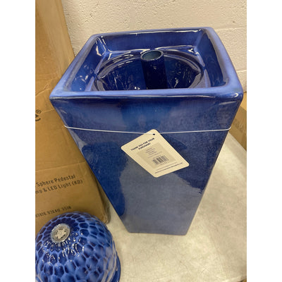 Glitzhome 35.75"H Artichoke Pedestal Ceramic Fountain, Oversized, Cobalt Blue