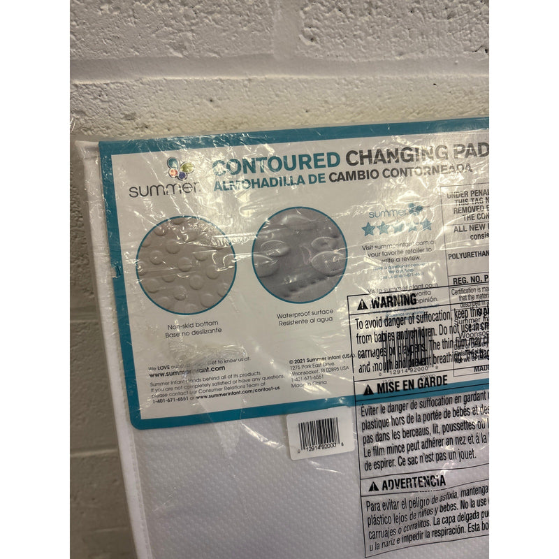 Summer Infant Contoured Changing Pad 32 x 16 inches with Safety Buckle - White