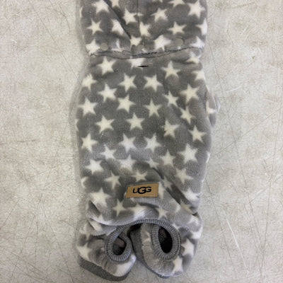 UGG Avery Small Glacier Gray Stars Hooded Soft Dog Pajama - 9-11" Collar