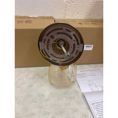 Pack-of-2 Vcozar Glass Wall Lamps, Round Base Modern Amber Wall Sconce