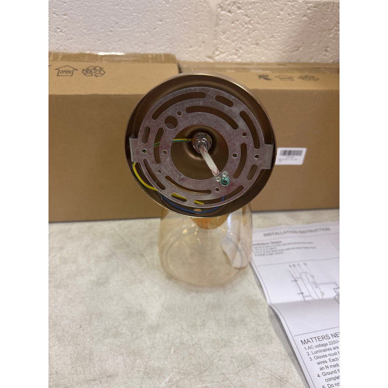 Pack-of-2 Vcozar Glass Wall Lamps, Round Base Modern Amber Wall Sconce