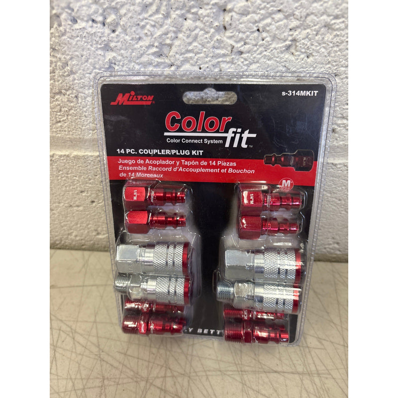 Milton Industries 14 Piece Red Coupler/Plug M-style 1/4" NPT Kit - S-314MKIT