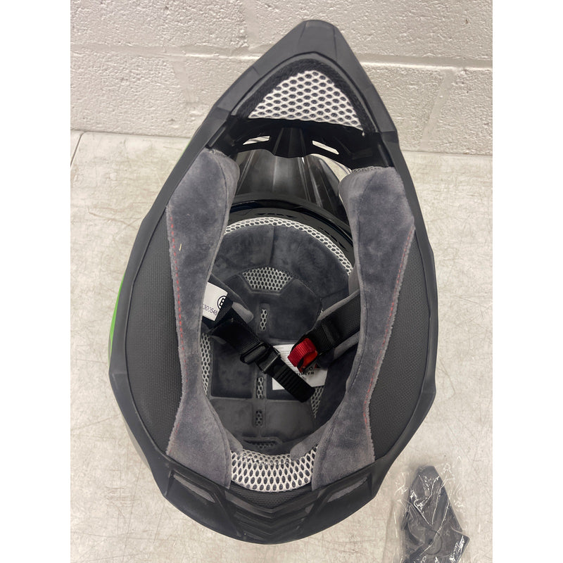 Casco de moto todoterreno ILM con visera solar integral, color verde y negro, talla XL