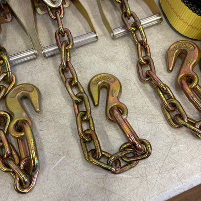 Waltyotur 4 Pcs Auto Chain Ratchet Straps 2 x 96 Classic Yellow 3300 LB CAP