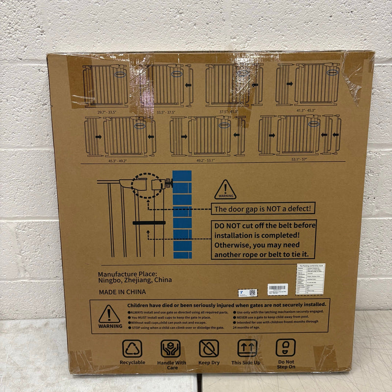 Cumbor 29.7-57" Wide Baby Gate Self Closing Dog Gate Pressure Mounted - White