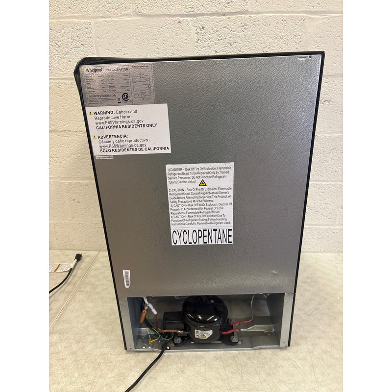 SEE DETAIL Whirlpool 4.3cu ft Mini Refrigerator Stainless Steel Freezer, Shelfs