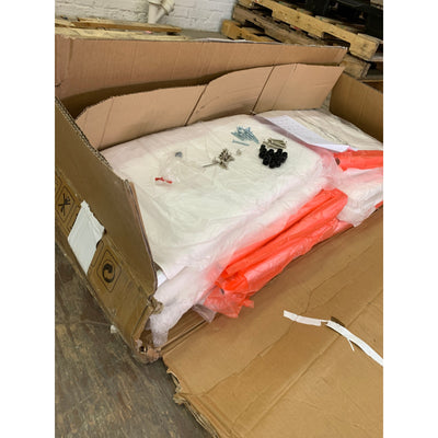 Set-of-4 Tryton Dining Chairs White Leather Stainless Steel Legs, Missing Hardware