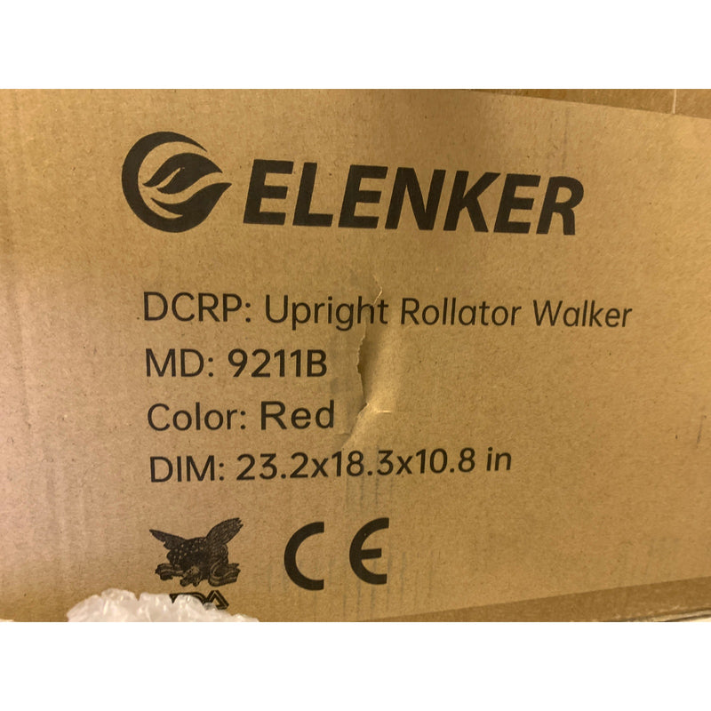 ELENKER Rollator Walker Shock Absorbing Carrying Bag for Seniors Red HFK-9211