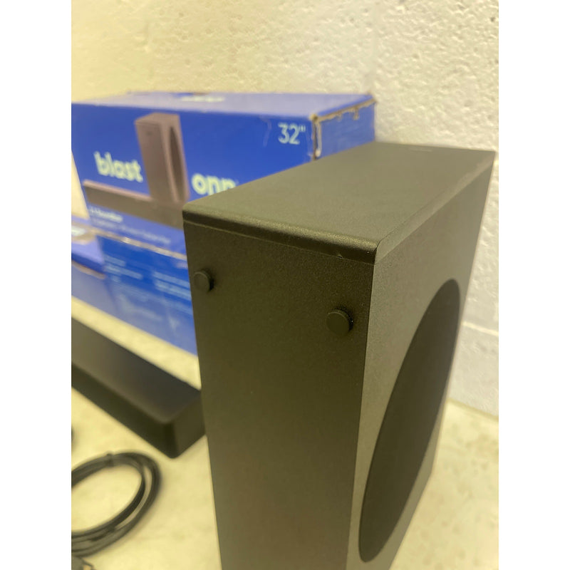 Onn. 32" 2.1 Soundbar w 2 Speakers & Wireless Subwoofer, Bluetooth, 480W, Read