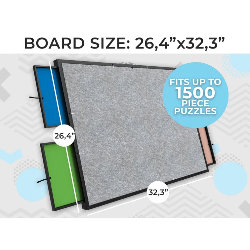 Quukka Jigsaw Puzzle Board with Drawers Adjustable Height Spinning Bottom Black