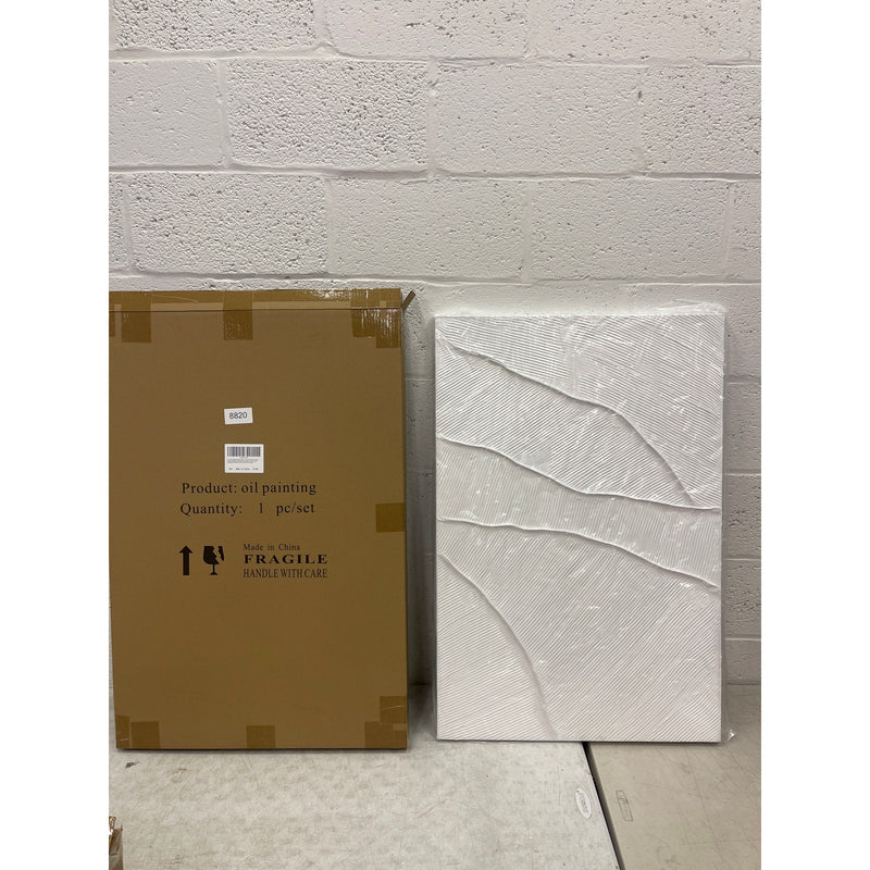 Eonzeum White Textured Wall Art Contemporary Hand Painted Abstract 24x36 inch