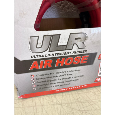 Milton Industries 1/4"x50' Rubber Air Hose, Ultra Lightweight 300 Max PSI - Red