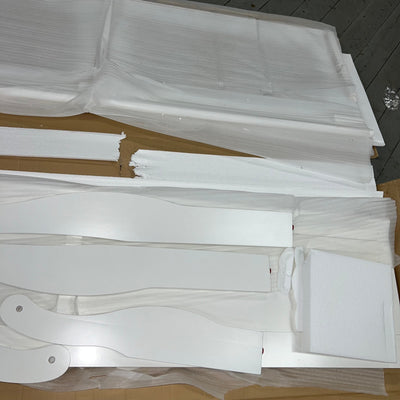 King Sleigh Bed Frame Crown Mark Louis Philip, Solid Wood, White, Ding / Dent
