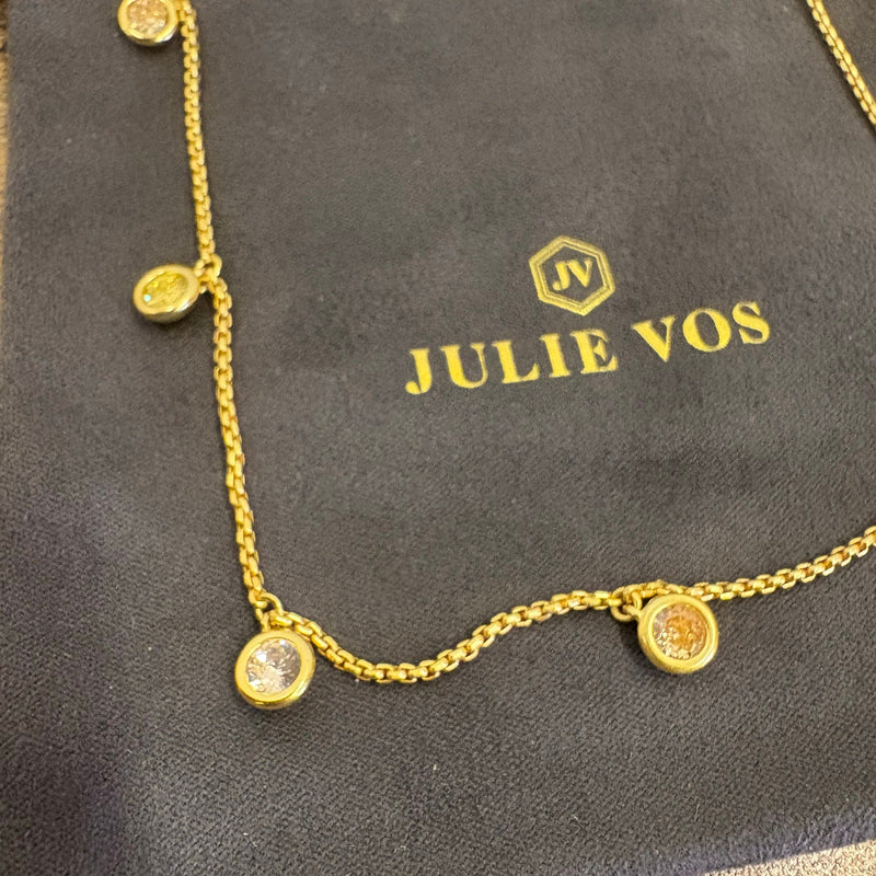 Julie Vos Rainbow Delicate Charm Necklace, 24K Gold Plated, Champagne Radiance