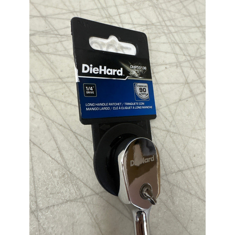 DieHard 1/4" Drive Long Handle Ratchet, 90 Tooth, 6" Long Hand Tool - DHP55136