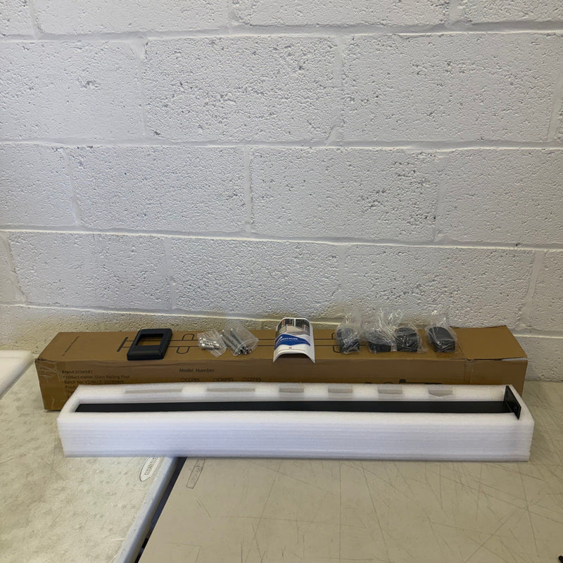 Domart Stainless Steel Square Glass Railing Post System with Clamp, 85cm, Black