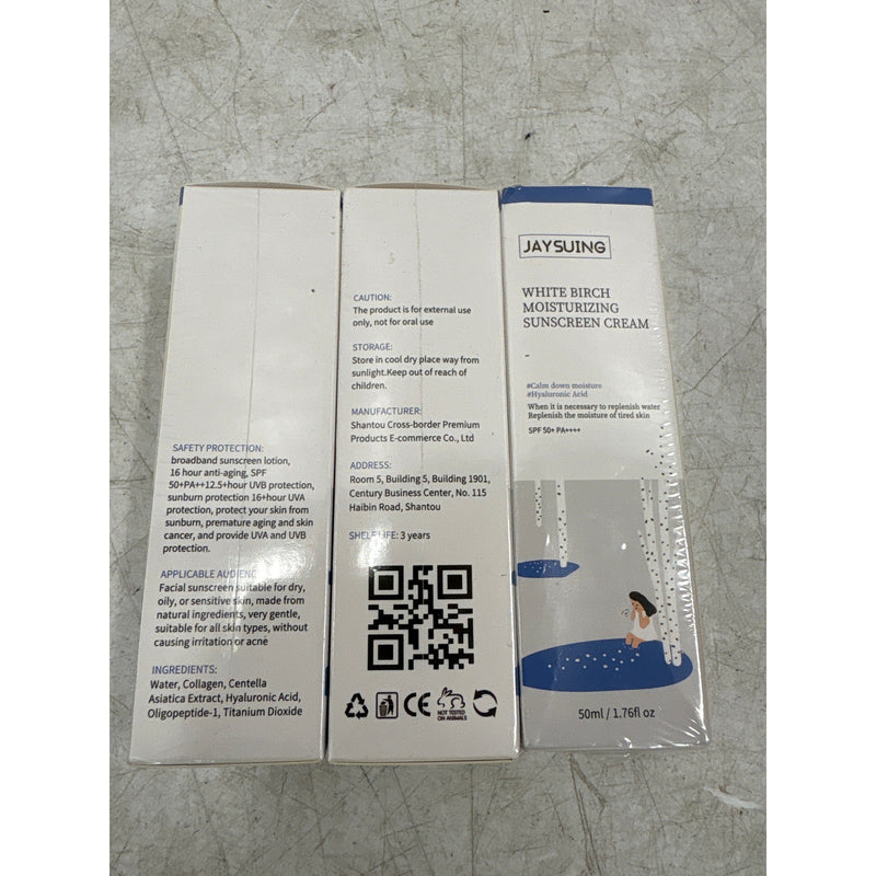 3-PACK Jaysuing Birch Juice Moisturizing Sunscreen SPF 50+ / PA++++/50ml Each