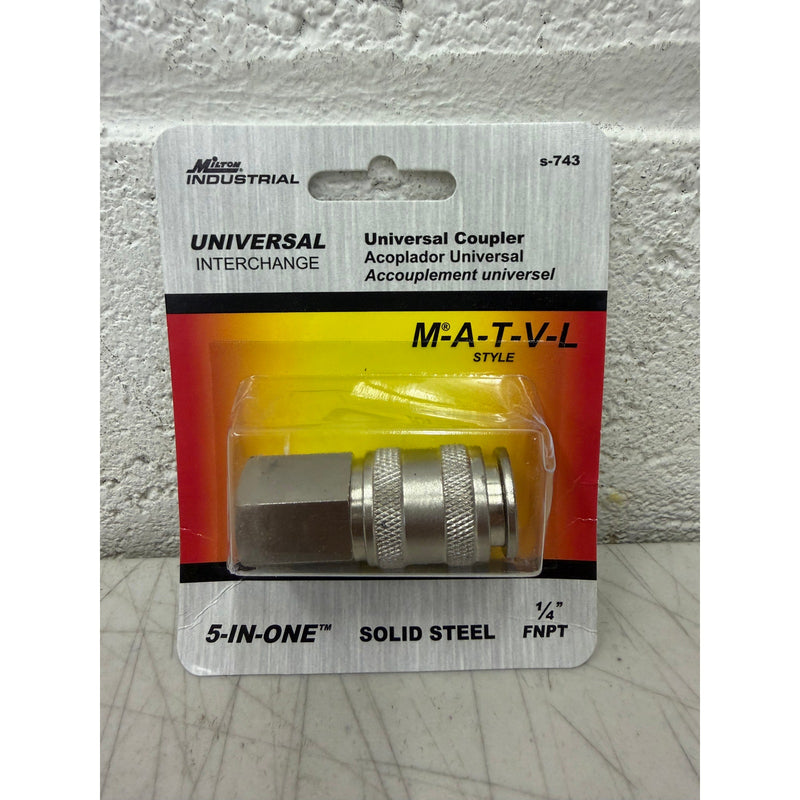 Milton S-743 5 In ONE Universal Quick-Connect Coupler, 1/4" FNPT M-A-T-V-L Style