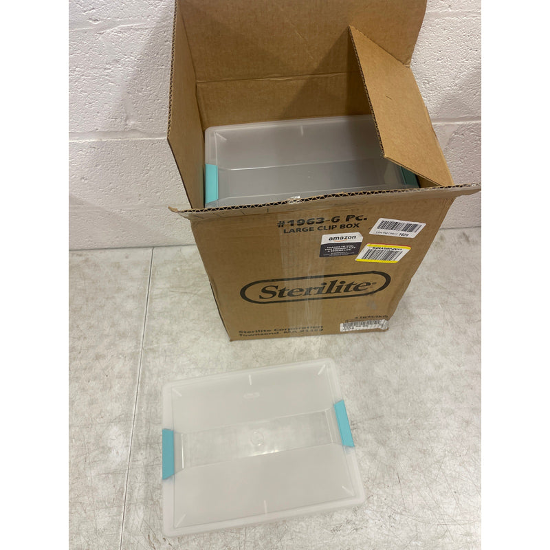 Sterilite 6-Pack Clip Box, Clear Storage for Crafts Supplies Office Items Large