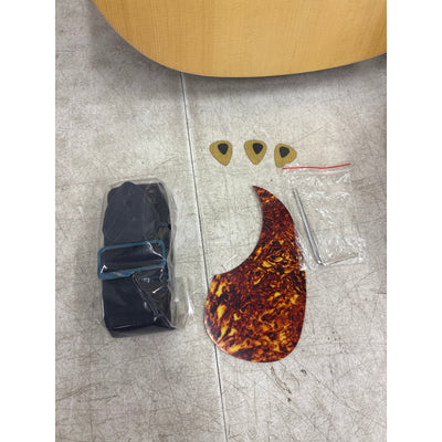 BPM 6 String Acoustic Guitar Bundle, Natural Steel w Case & Strap - Dreadnought