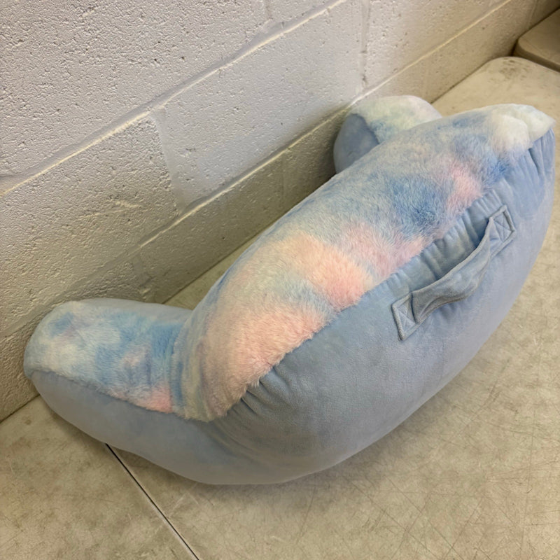 Soft Plush Backrest Pillow, 30"W x 15"H, Reading Pillow - Blue Tie Dye Design