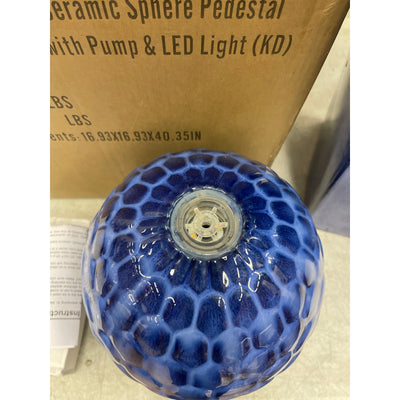 Glitzhome 35.75"H Artichoke Pedestal Ceramic Fountain, Oversized, Cobalt Blue