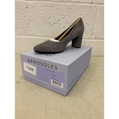 Aerosoles Shoes Betsy Comfortable Women's Almond Toe Pump in Grey Suede 6.5