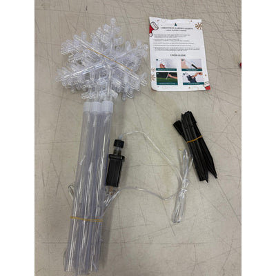 LYUBASA - Paquete de 5 luces navideñas enchufables con forma de copo de nieve para exteriores con temporizador