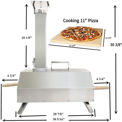 BBQSTAR Wood Fired Pizza Oven Portable Stainless Steel w 11" Baking Stone Silver