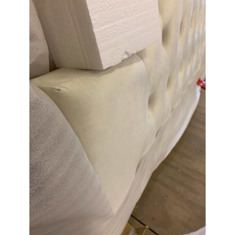 Upholstered Headboard Button Tufted Upholstery Adjustable Height Queen Off White