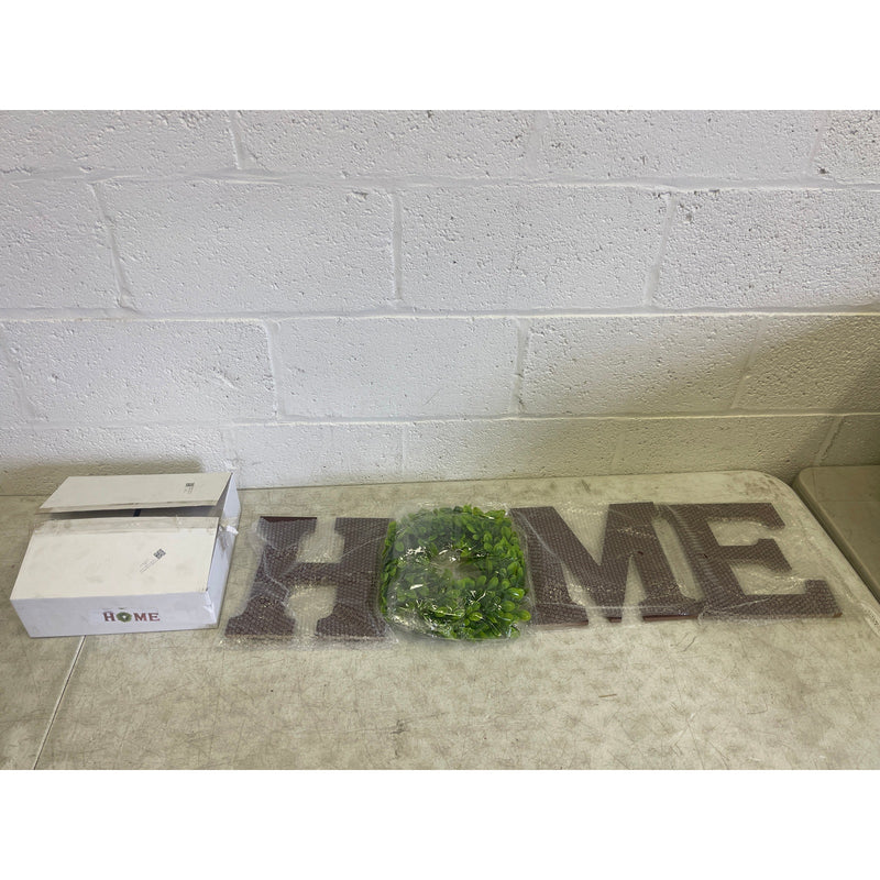 Farmhouse Wall "HOME" Sign Artificial Eucalyptus Rustic Wooden Hanging Letters