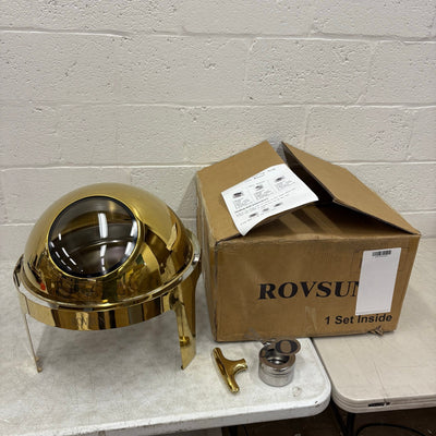 ROVSUN 6 QT Chafing Dishes for Buffet Roll Top Chafing Dish Stainless Steel Gold