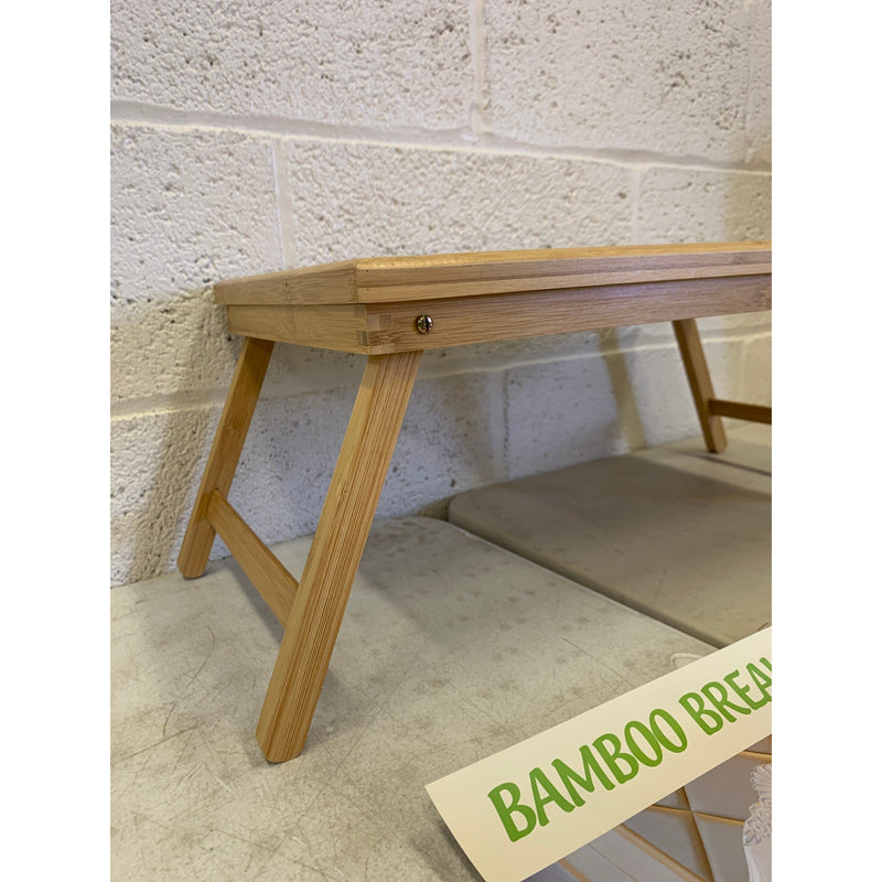 ZJYOUZHU Bamboo Tray Table with Folding Legs, Food Tray, TV Table, Brown
