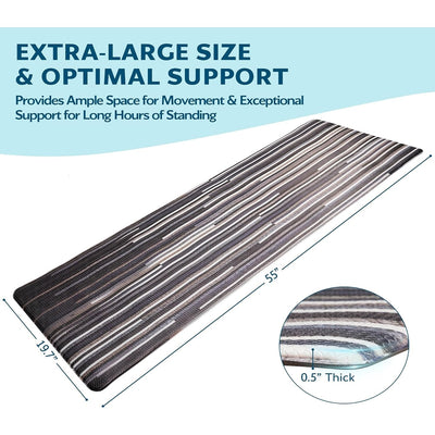 Multi-Purpose Anti-Fatigue Foam Floor Mat (55"x20") Non-Slip - Black & Gray