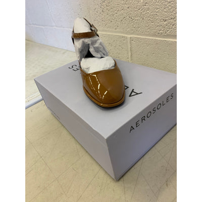 Aerosoles Women's Shoes Ankle Strap Two Piece Block Heel Tan Faux Leather Size 6