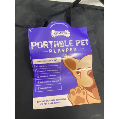 Ruff 'n Ruffus Travel Foldable Pet Playpen Carrying Case Bowl 36"x36"x23" Purple