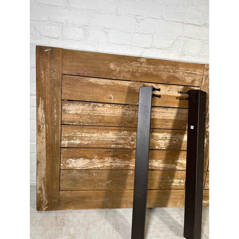Rustic Farm Table Antique Indoor/ Outdoor Solid Wood Dining Table, Metal Legs
