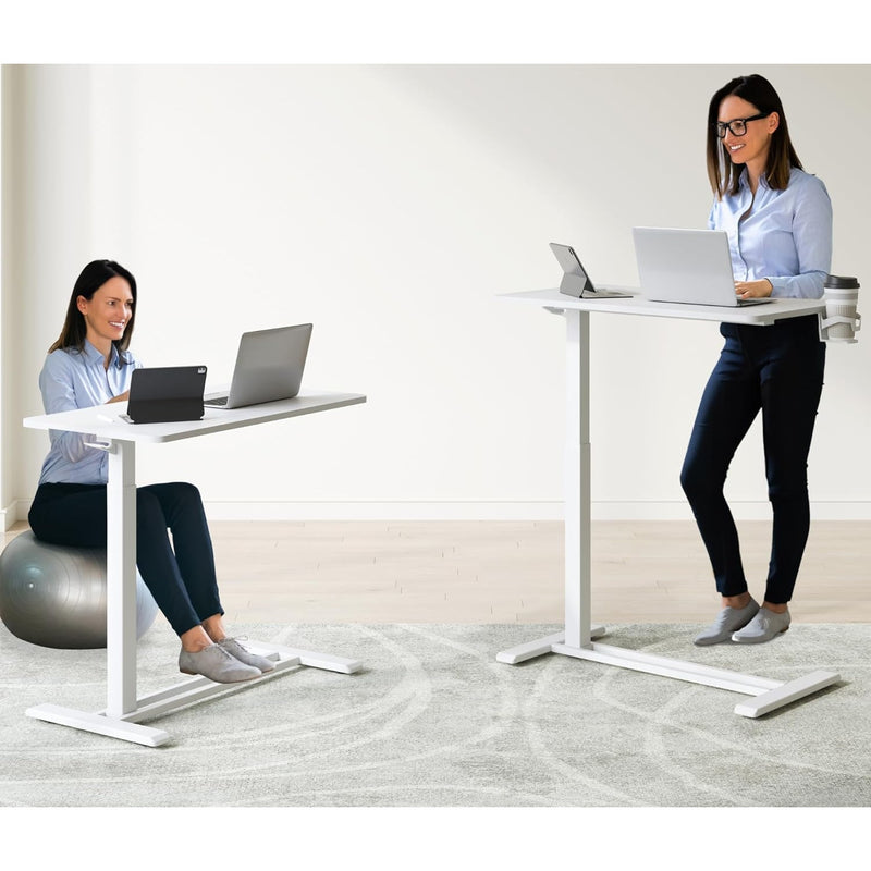 FLEXISPOT Adjustable Overbed Bedside Table w Hidden Casters 32" x 18" READ