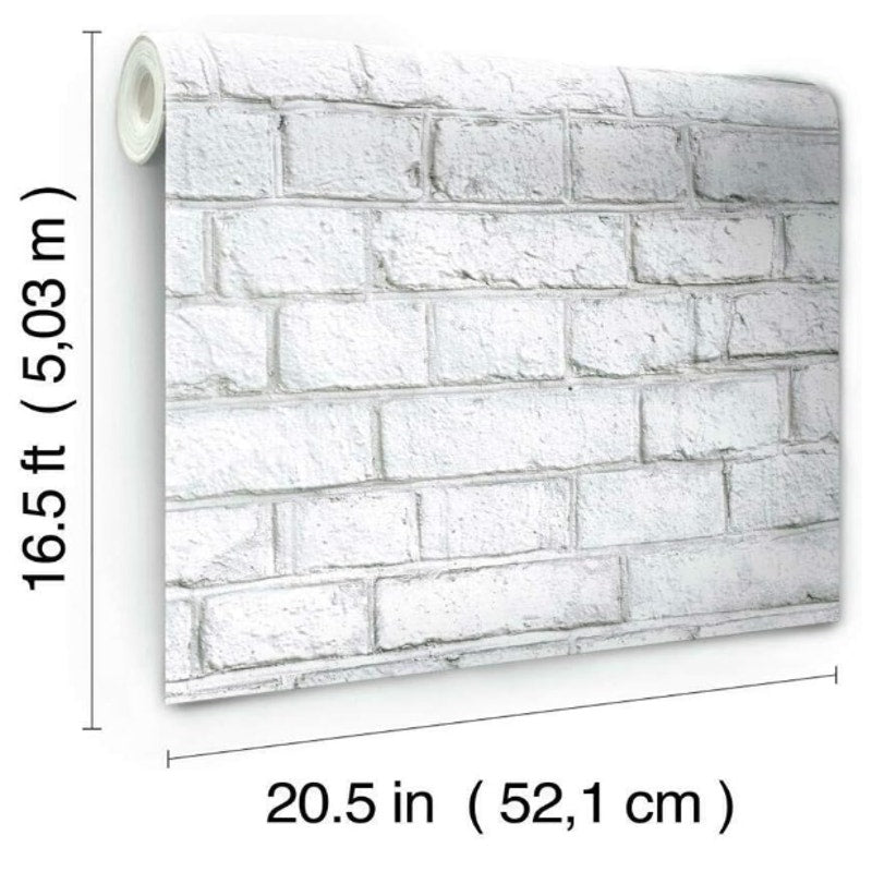 Papel pintado autoadhesivo de ladrillo blanco RoomMates, 28,18 pies cuadrados RMK11237WP