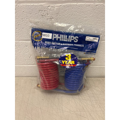 Phillips 15' POLAR AIR Coiled Air Hose - Red/Blue with Power Grip - 11-5150