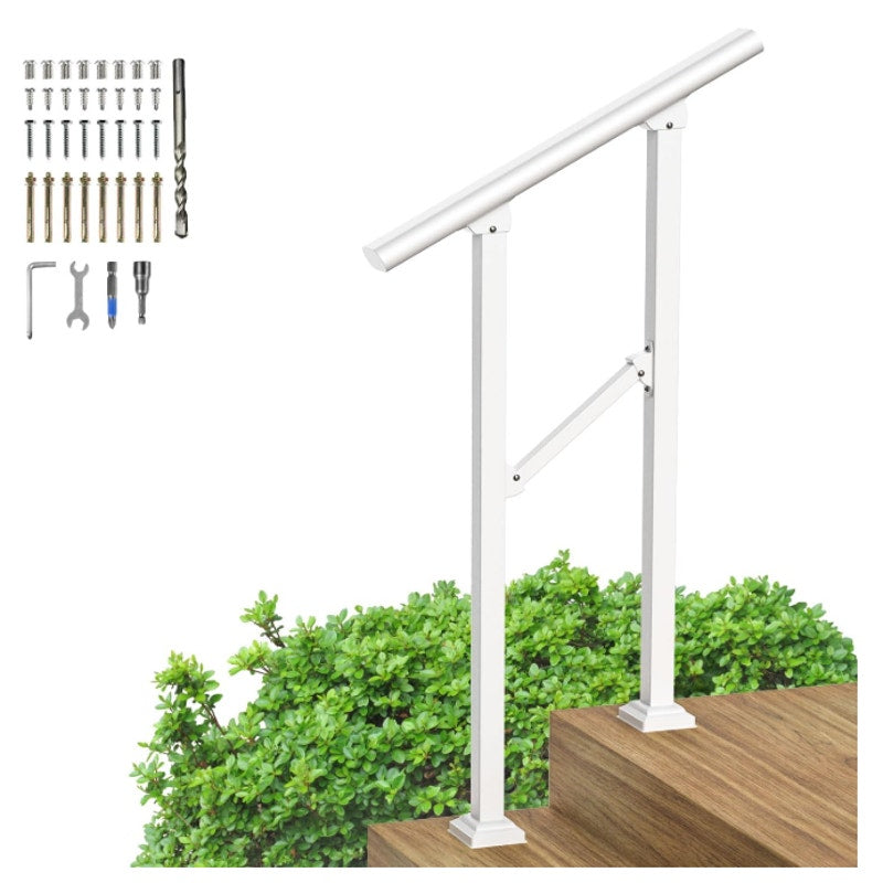 KINBOSD Handrails for Outdoor Steps, 1 to 2 Steps Stair Handrail Iron - White