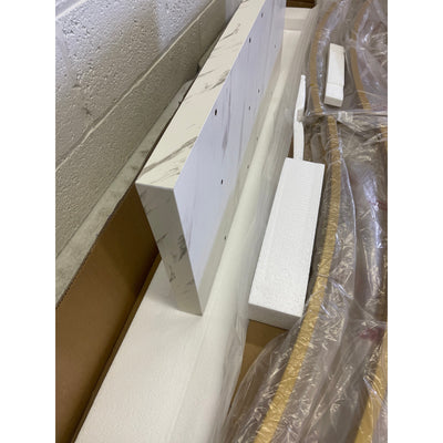 Tribesigns 59 " Faux Marble Console Table with Geometric Metal Base White & Gold